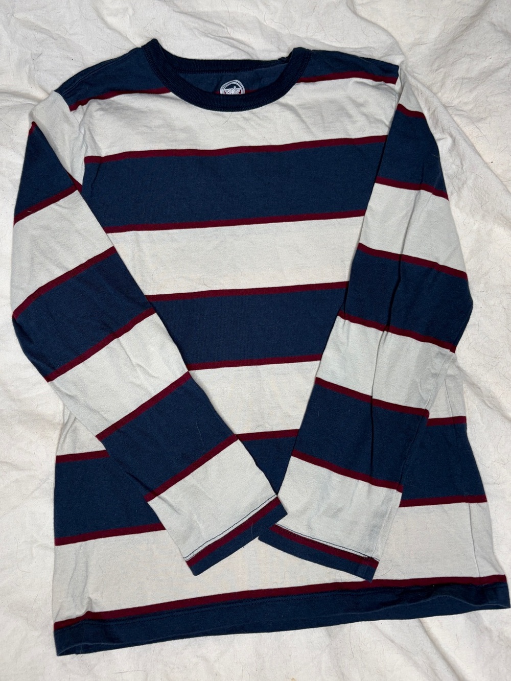 wonder nation Navy, White & Burgundy Striped Tee